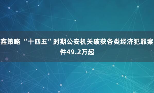 鑫策略 “十四五”时期公安机关破获各类经济犯罪案件49.2万起